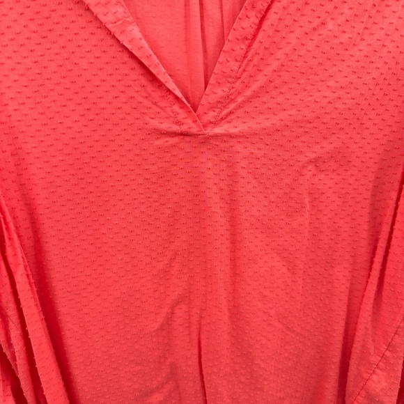 J Crew orange ruffled shoulder and wrist cotton boho woman's blouse.  Medium - Picture 3 of 10